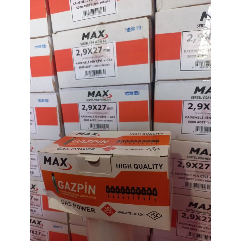 Akdeniz Pins Kademeli Pin Çivi + Gaz 2,9X27 (1000AD. Çivi + 1 Gaz)