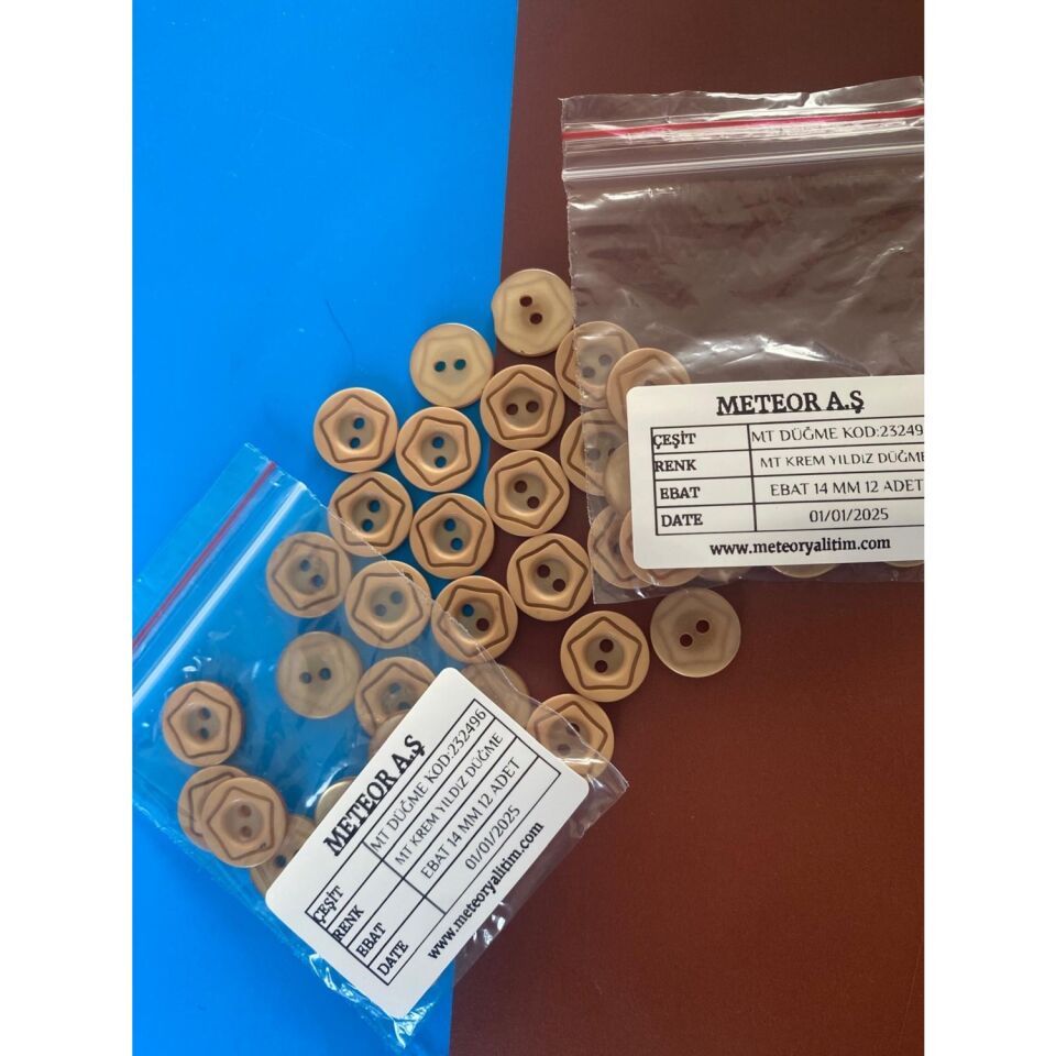 Meteor Krem Rengi Yıldız Düğme KOD:232496