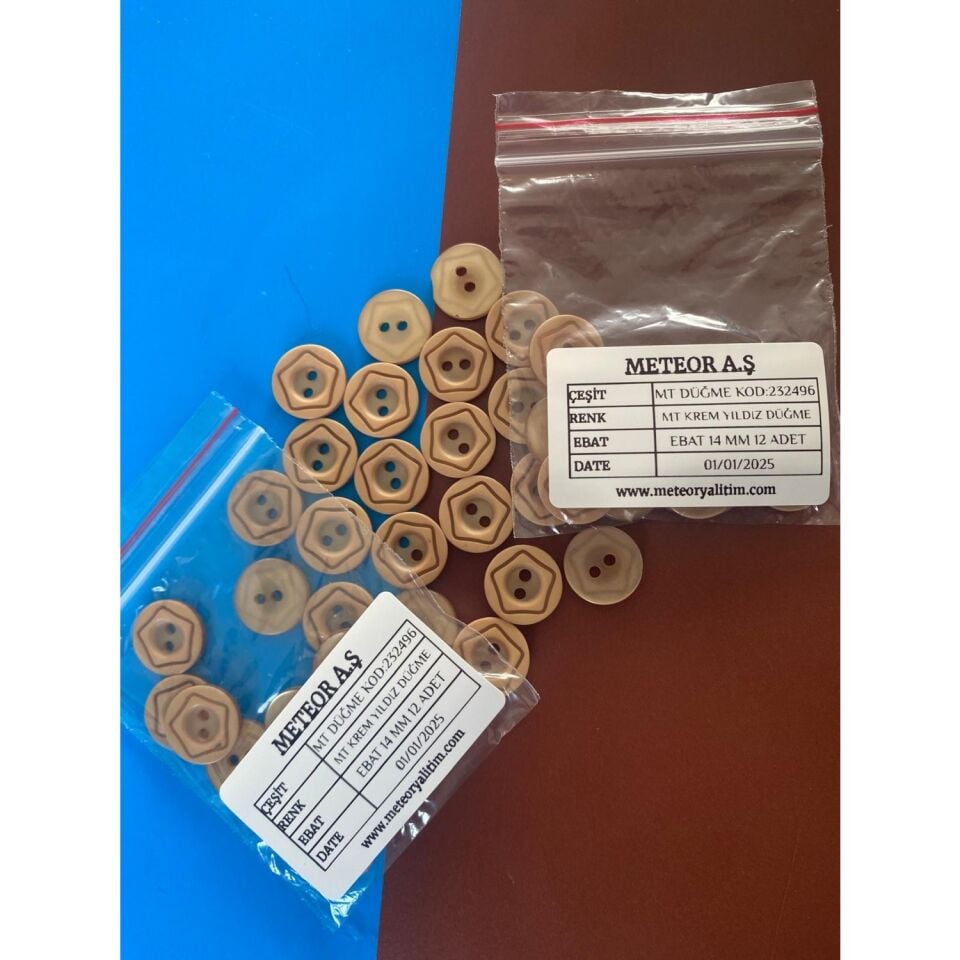 Meteor Krem Rengi Yıldız Düğme KOD:232496