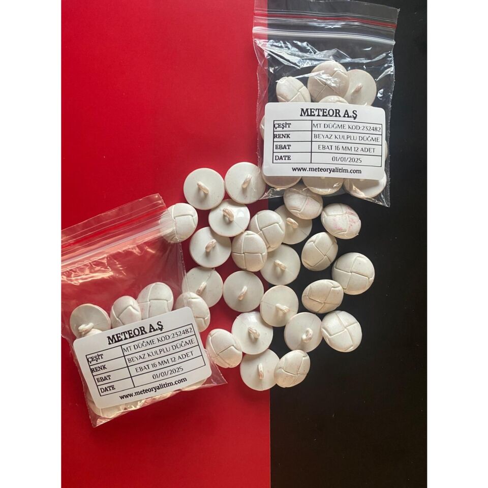Meteor Beyaz Kulplu Düğme 12 Adet Kod 232482
